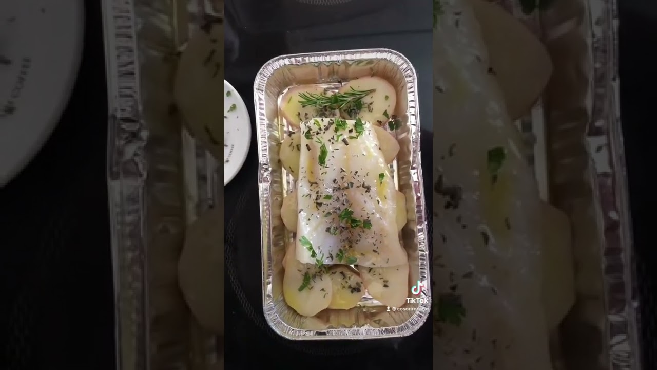 Preparando un delicioso bacalao con patatas en la freidora de aire