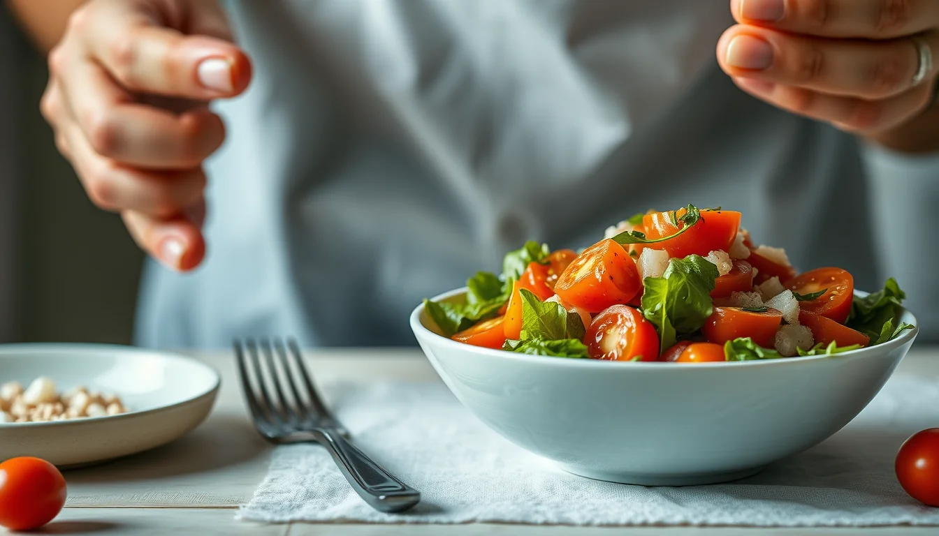Fotografía documental de deliciosa ensalada de tomate y atún: la cena saludable y rápida que debes probar con enfoque profesional en salud, deporte y nutrición real