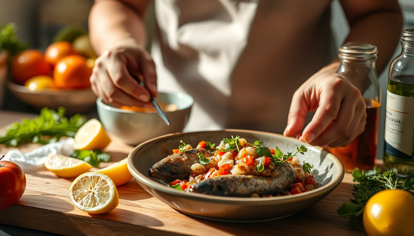 Aprende a preparar exquisitas colas de merluza en salsa en casa 11 Fotografía documental de aprende a preparar exquisitas colas de merluza en salsa en casa con enfoque profesional en salud, deporte y nutrición real