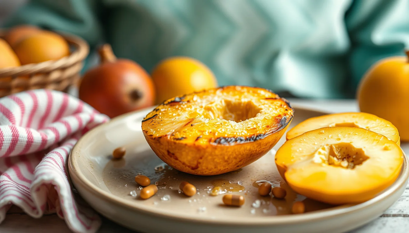 Fotografía documental de deliciosa manzana asada: el primer alimento para bebés con enfoque profesional en salud, deporte y nutrición real