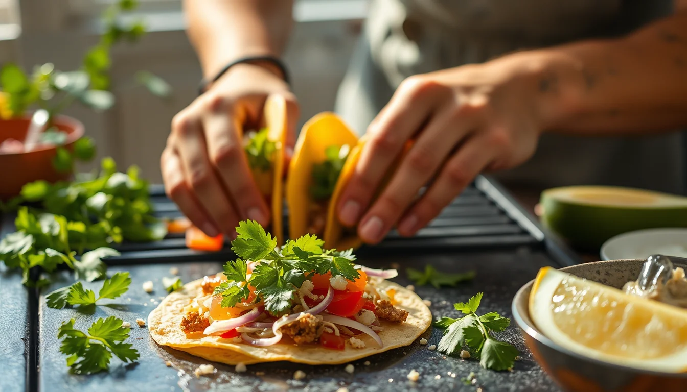 Fotografía documental de aprende a preparar deliciosos tacos de bonito a la plancha en casa con enfoque profesional en salud, deporte y nutrición real