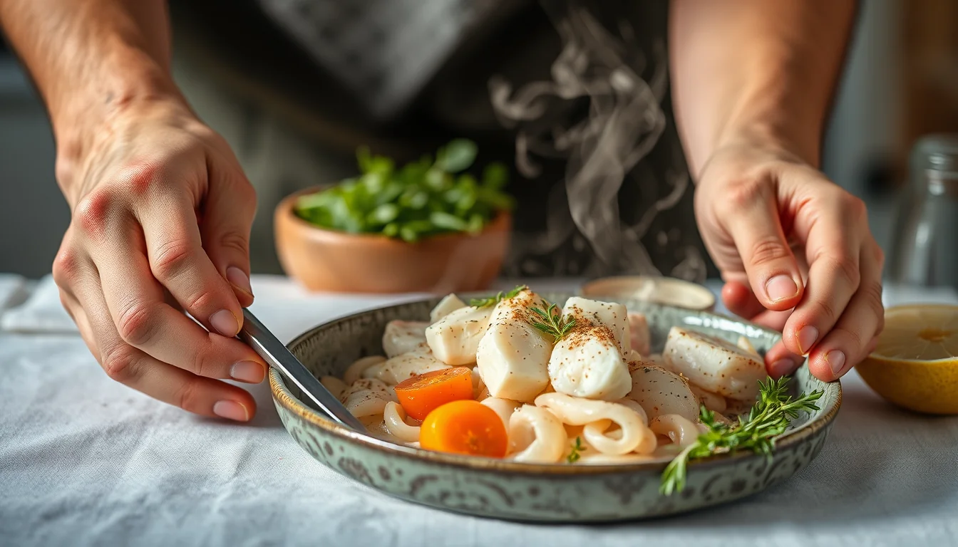 Fotografía documental de bacalao al vapor en solo minutos: ¡descubre el tiempo ideal para cocinarlo! con enfoque profesional en salud, deporte y nutrición real