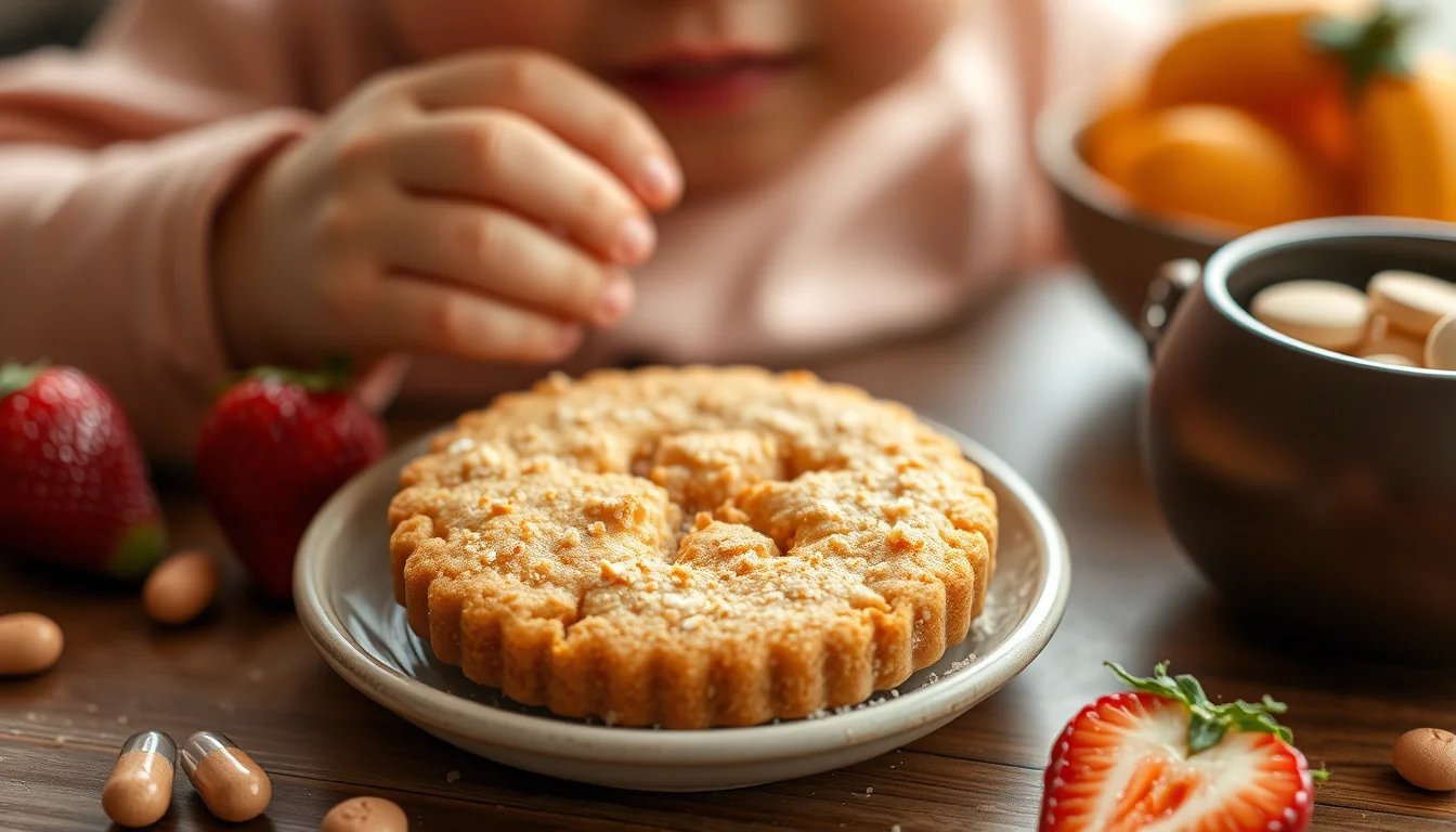 Fotografía documental de deliciosas galletas para bebés sin azúcar, ¡un snack saludable! con enfoque profesional en salud, deporte y nutrición real