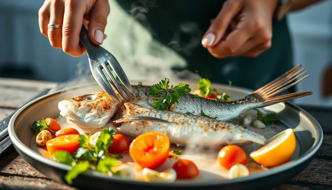 Fotografía documental de acompaña tu pescado a la plancha con la guarnición perfecta en sólo 3 pasos con enfoque profesional en salud, deporte y nutrición real
