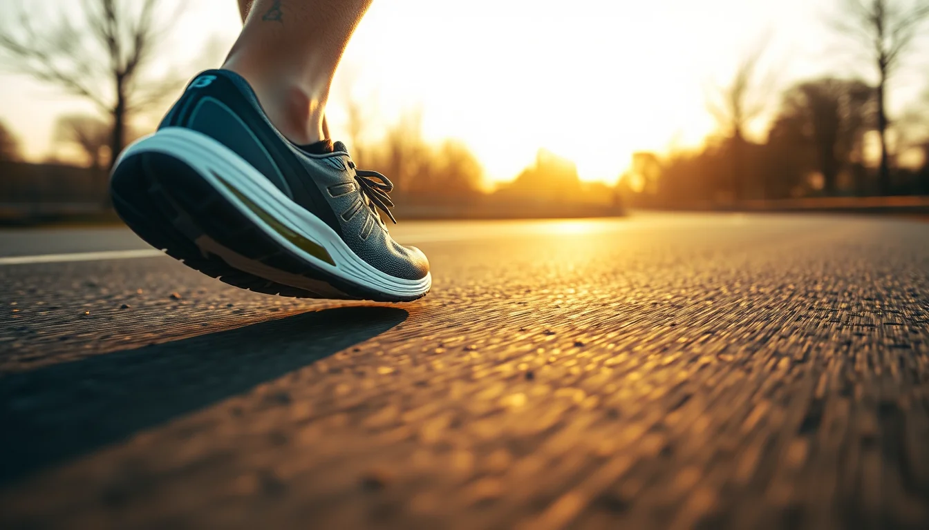 Fotografía de zapatillas perfectas para correr largas distancias en asfalto con equipamiento deportivo y técnica profesional