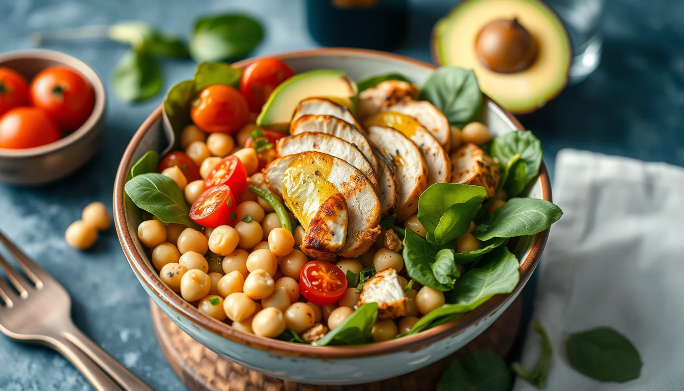 Fotografía de una deliciosa ensalada de garbanzos de bote para tu dieta: guía completa [2026] con entrenamiento y nutrición deportiva profesional